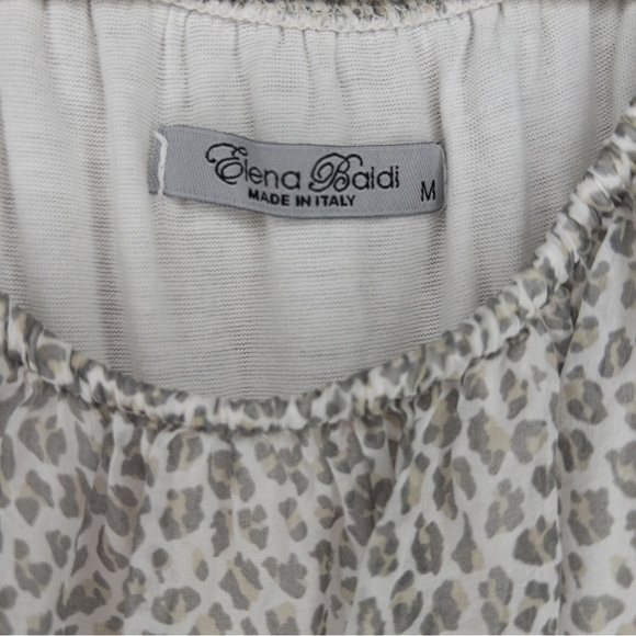 Elena Baldi Animal Print Silk Peasant Made in Italy Blouse - Picture 3 of 6